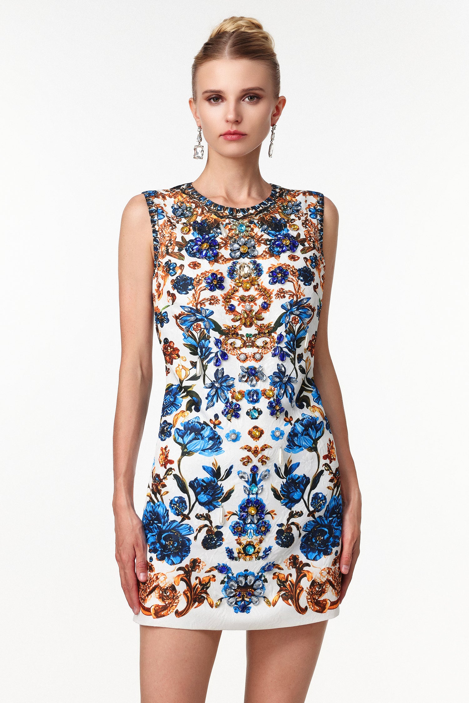 Eila Classic Tailored Crystal Floral Mini Dress